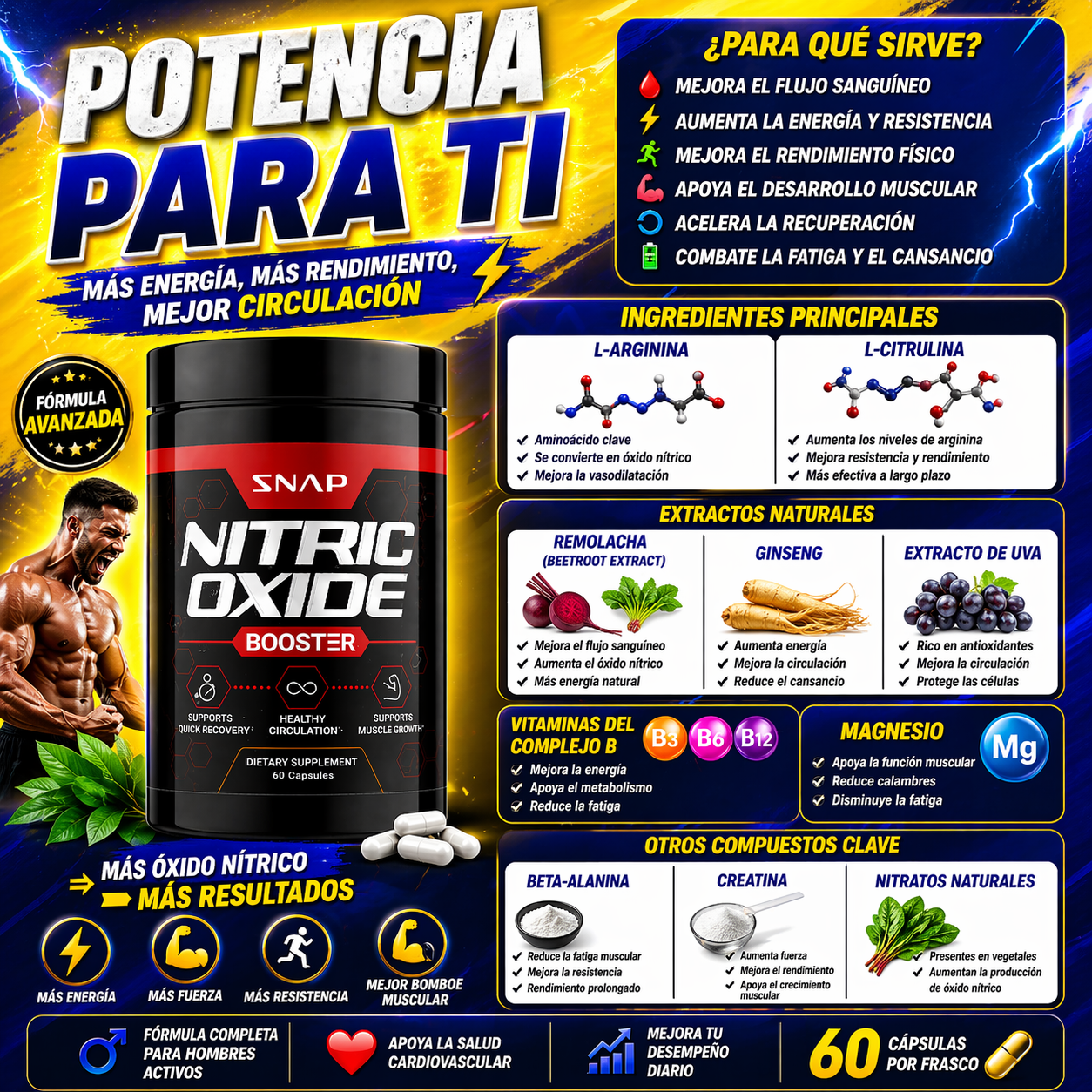 NITRIC OXIDE - 60 CAPSULAS