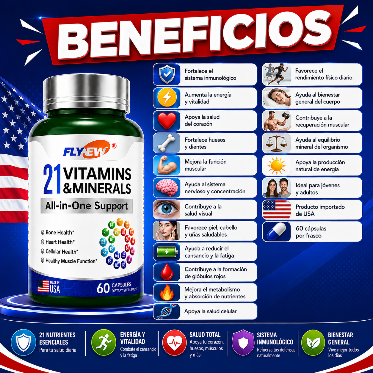 21 VITAMINAS - 60 CAPSULAS