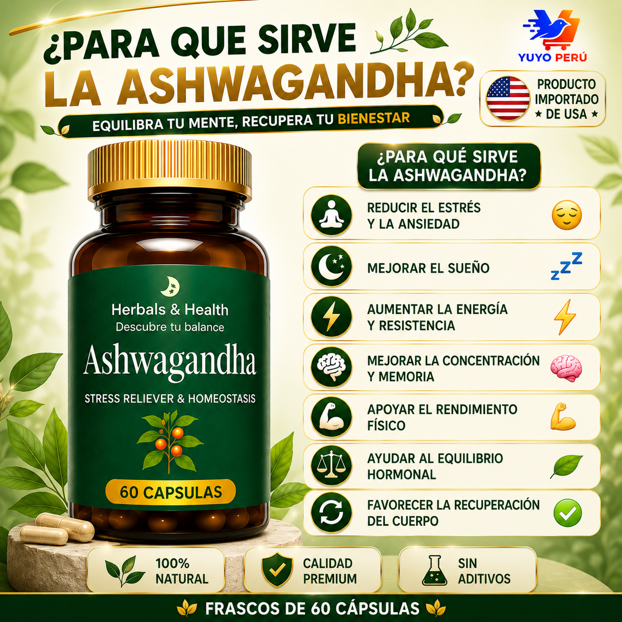 ASHWAGANDHA - 60 CAPSULAS