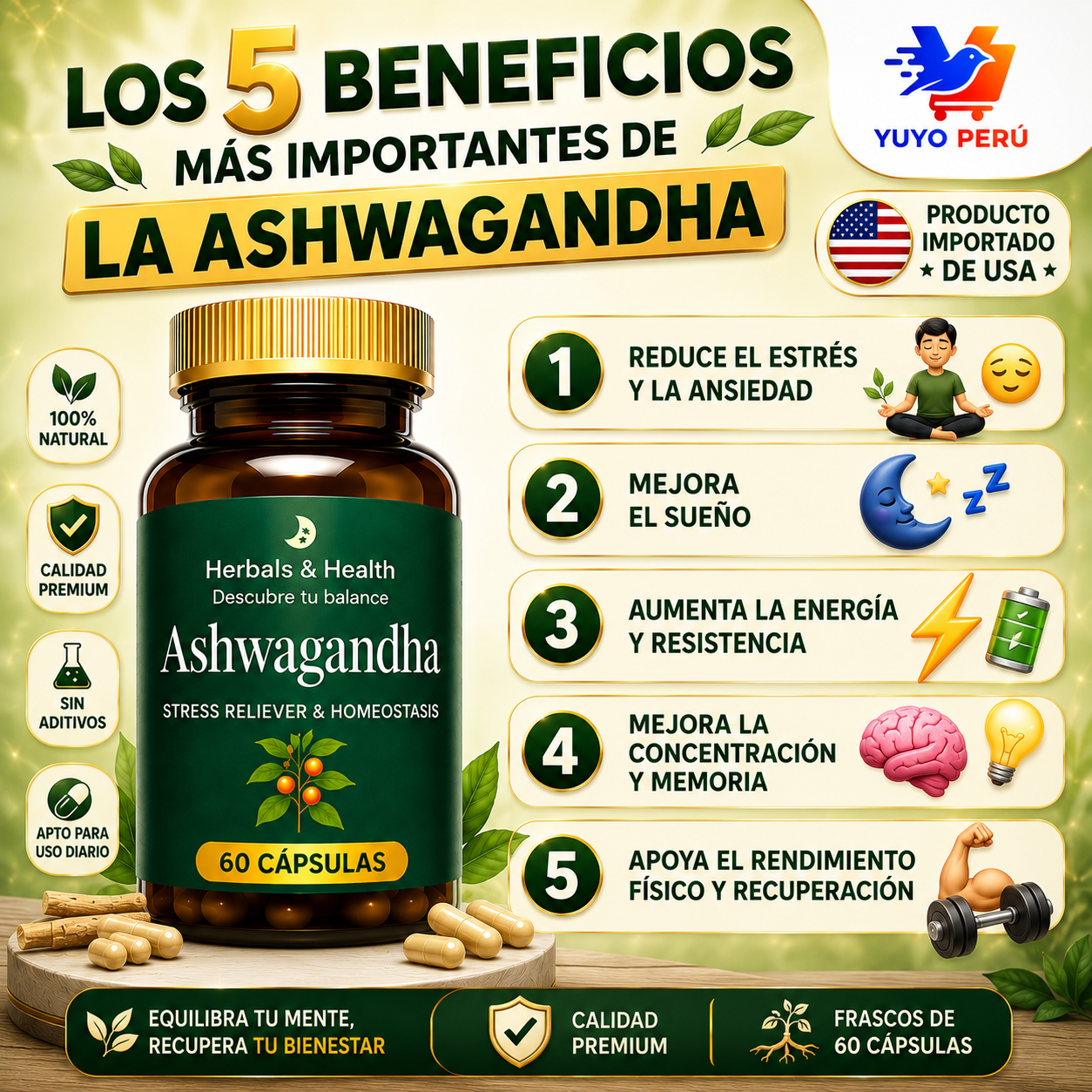 ASHWAGANDHA - 60 CAPSULAS