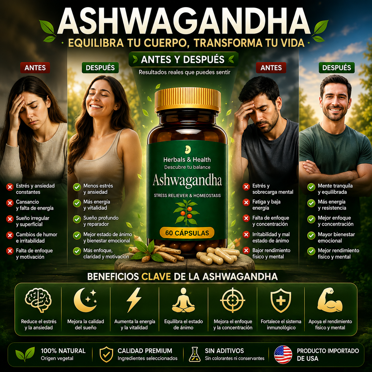 ASHWAGANDHA - 60 CAPSULAS