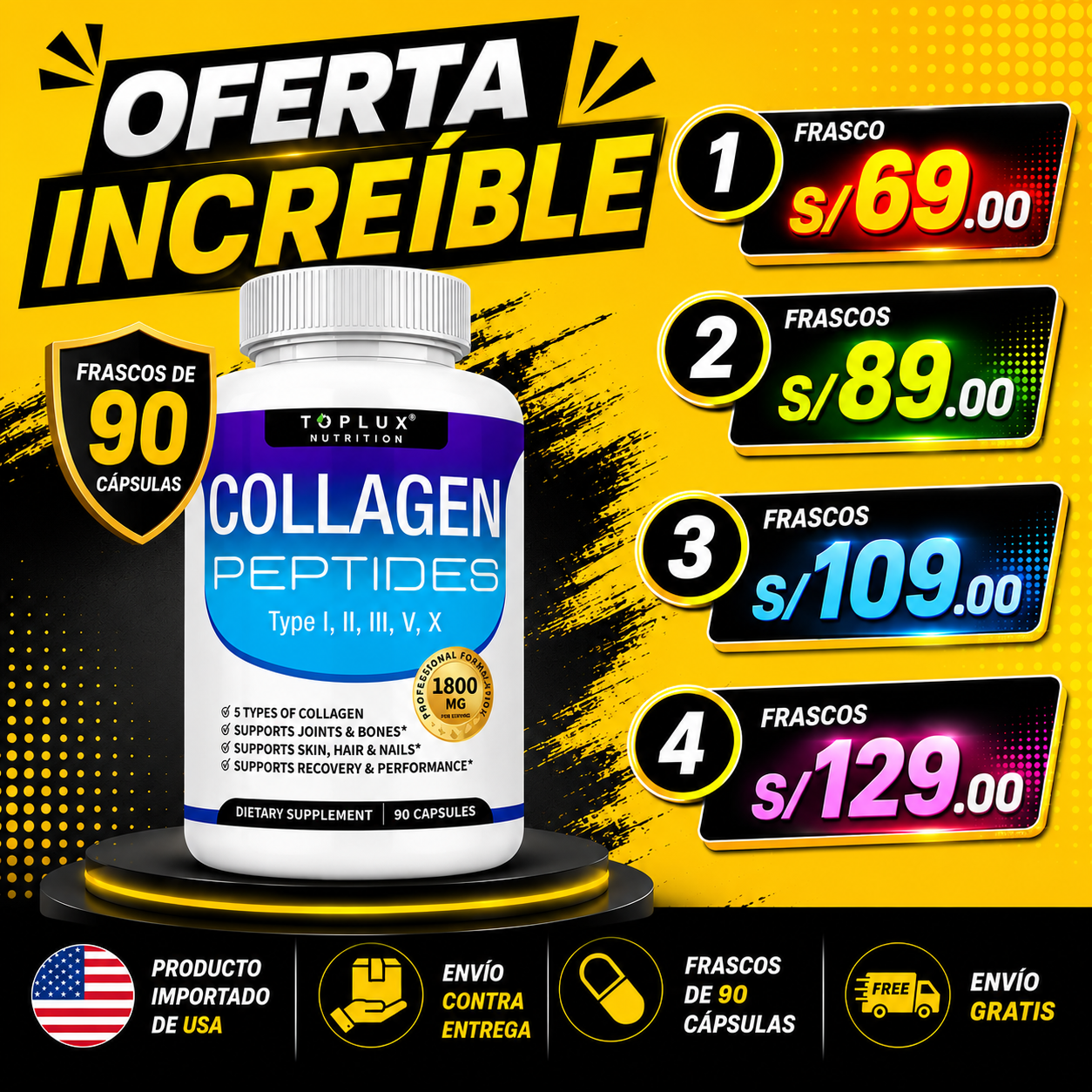 COLLAGEN PEPTIDES 5 TIPOS - 90 CAPSULAS