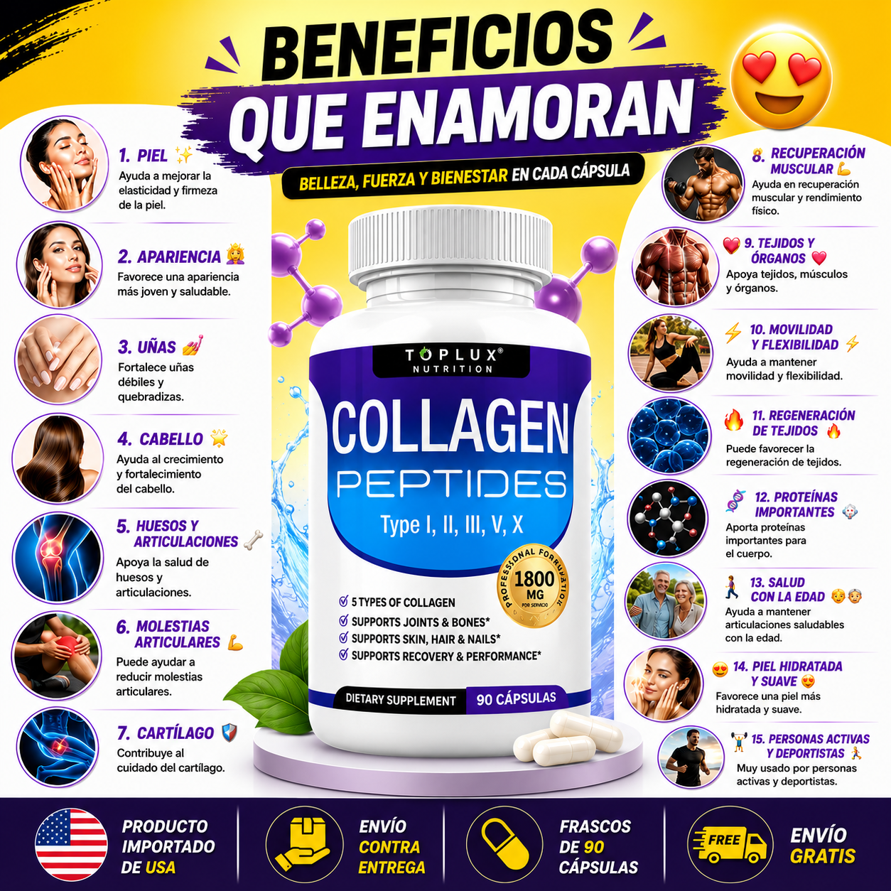 COLLAGEN PEPTIDES 5 TIPOS - 90 CAPSULAS