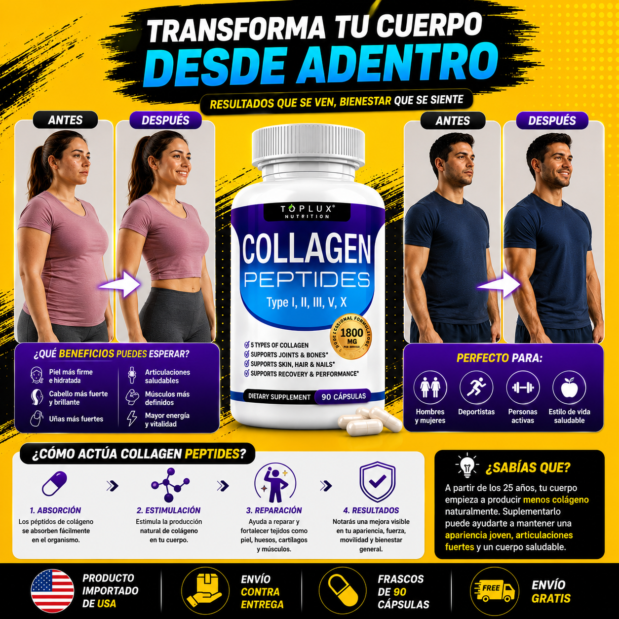 COLLAGEN PEPTIDES 5 TIPOS - 90 CAPSULAS