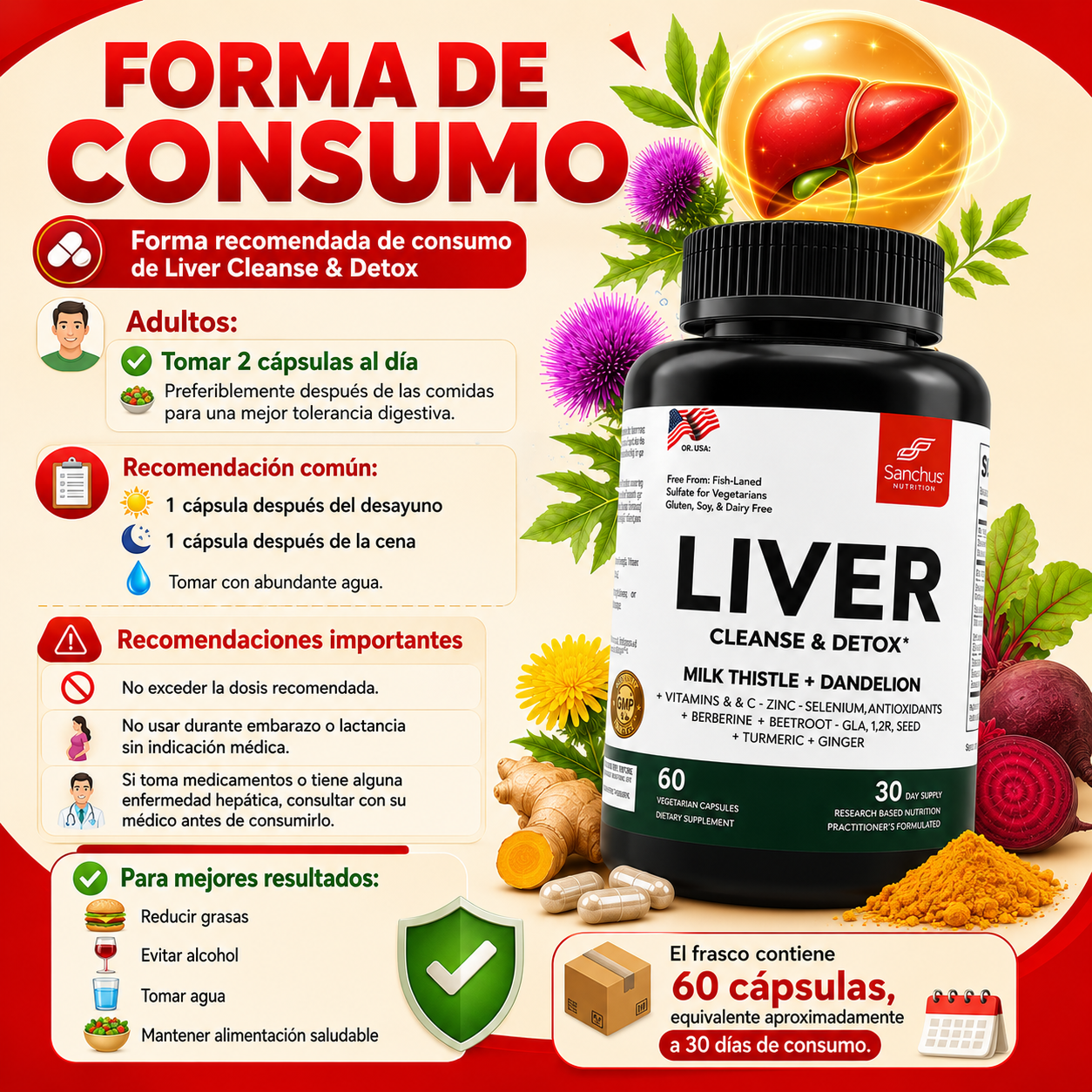 LIVER CLEANSE & DETOX - 60 CAPSULAS